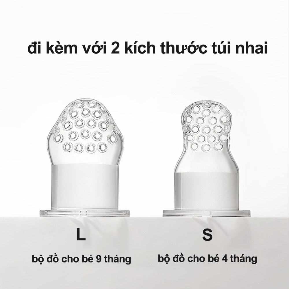 Bc Babycare Trọn Bộ Túi Nhai Tập Ăn Dặm Có 2 silicone Núm Nhai Cho Bé