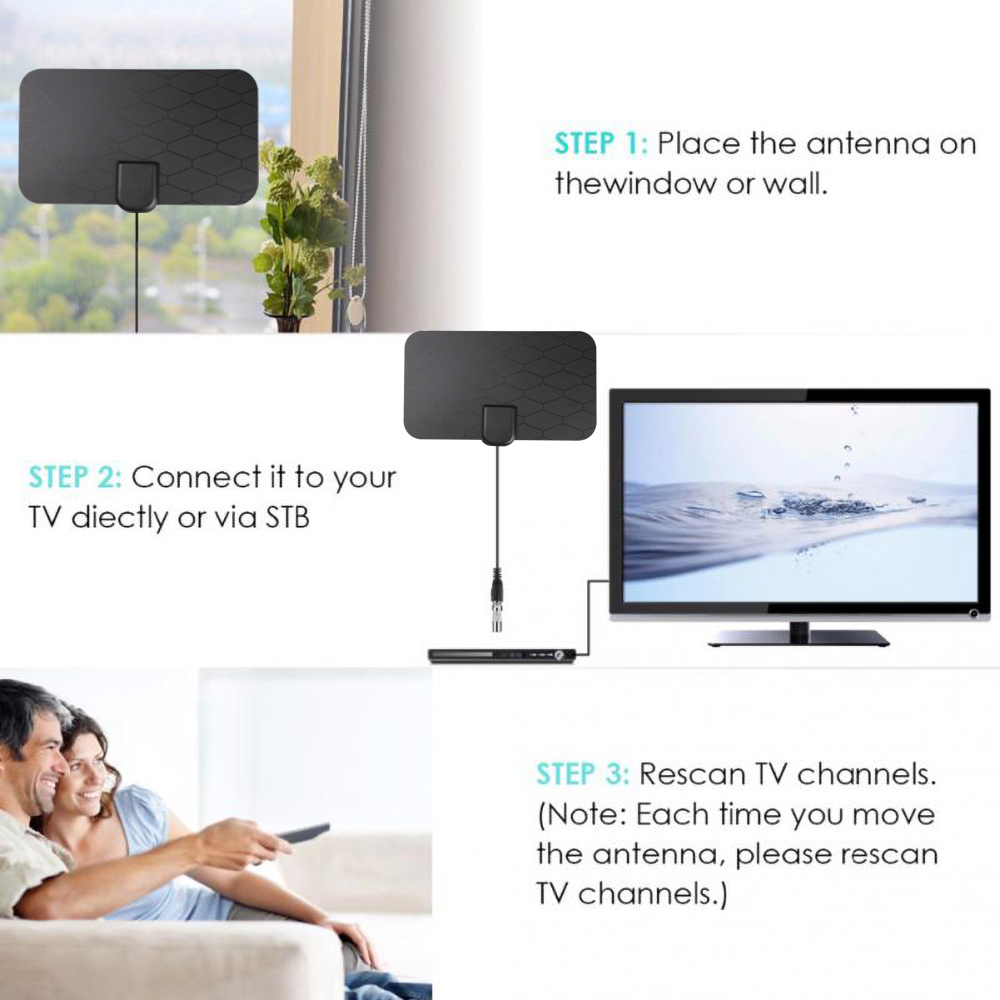Anten thu sóng truyền hình kỹ thuật số trong nhà DVB-T2 1080P phạm vi 3M