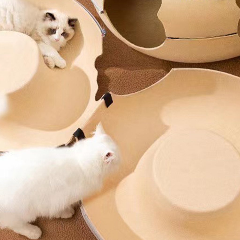 Đồ Chơi Đường hầm hình bánh cho mèo Giường cho mèo với 2 cửa sổ thông gió Có thể tháo rời  giặt được KKPETS