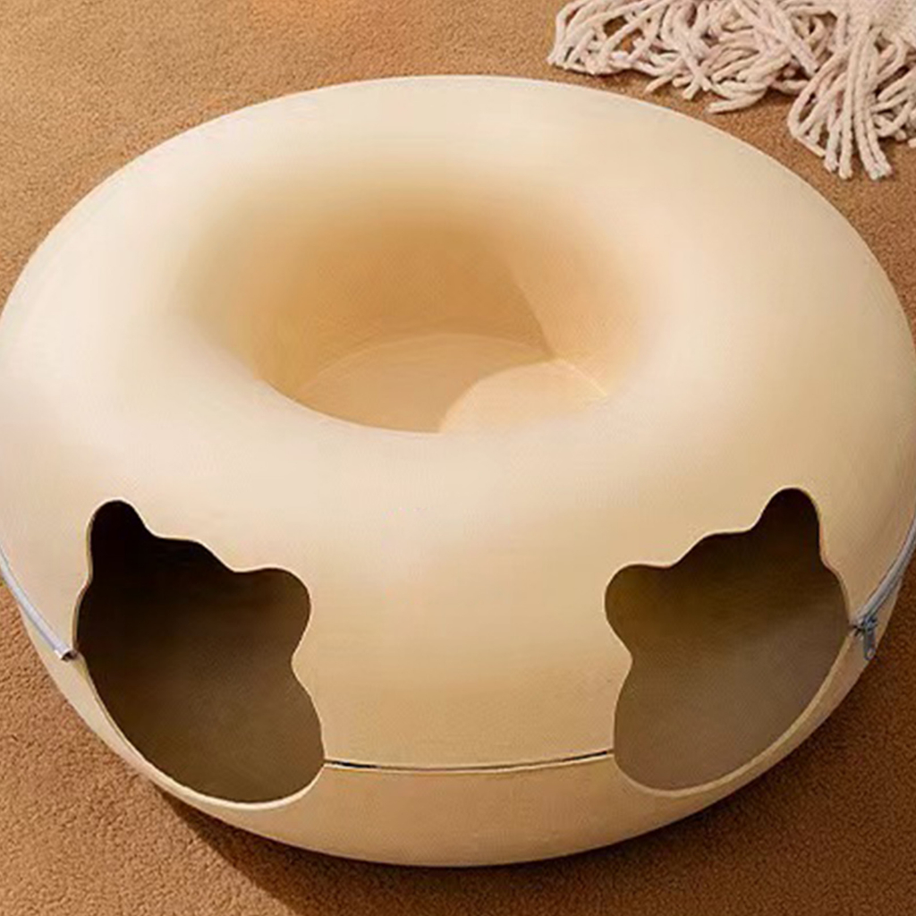 Đồ Chơi Đường hầm hình bánh cho mèo Giường cho mèo với 2 cửa sổ thông gió Có thể tháo rời  giặt được KKPETS