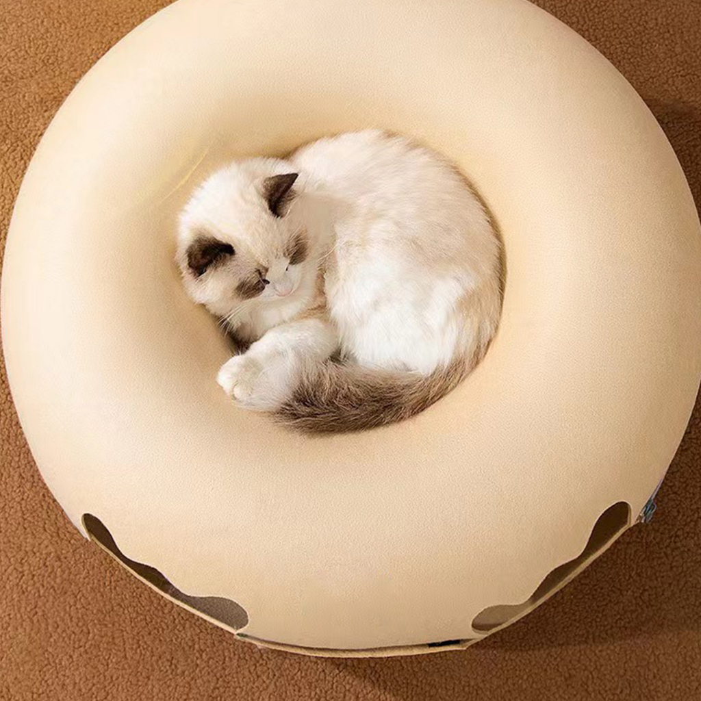 Đồ Chơi Đường hầm hình bánh cho mèo Giường cho mèo với 2 cửa sổ thông gió Có thể tháo rời  giặt được KKPETS