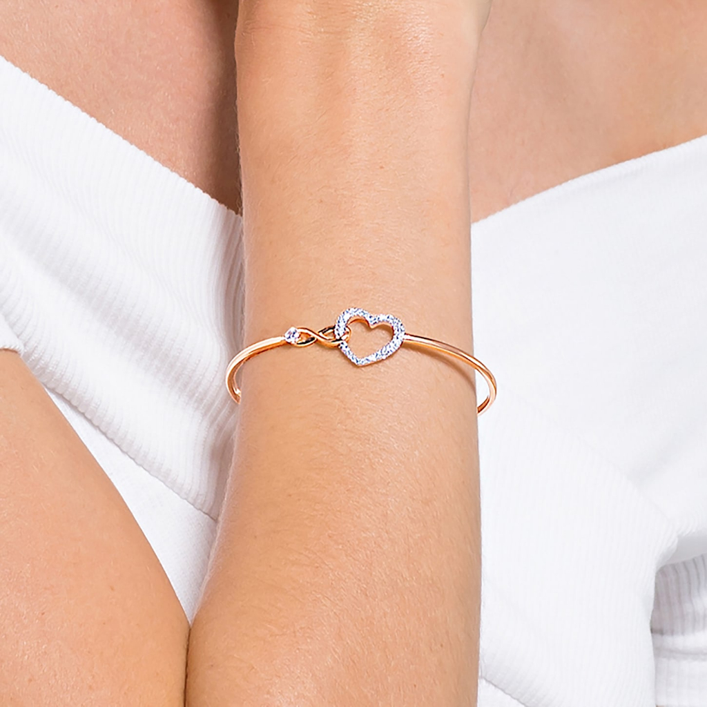 Vòng Tay Swarovski Infinity Love Màu Vàng Hồng