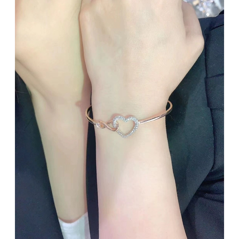 Vòng Tay Swarovski Infinity Love Màu Vàng Hồng