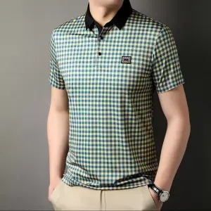 Áo Thun polo Tay Ngắn Họa Tiết Sọc Caro Phong Cách Thời Trang Mùa Hè Mới Cho Nam