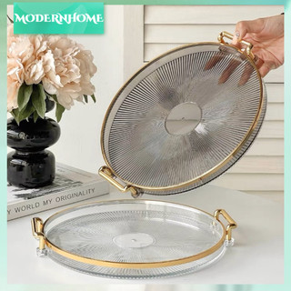 ModernHome Khay Tròn Có Tay Cầm Đa Năng Trong Suốt Phục Vụ Bánh Mì Trái Cây Tráng Miệng Ăn Nhẹ Nhà Bếp Phòng Tắm