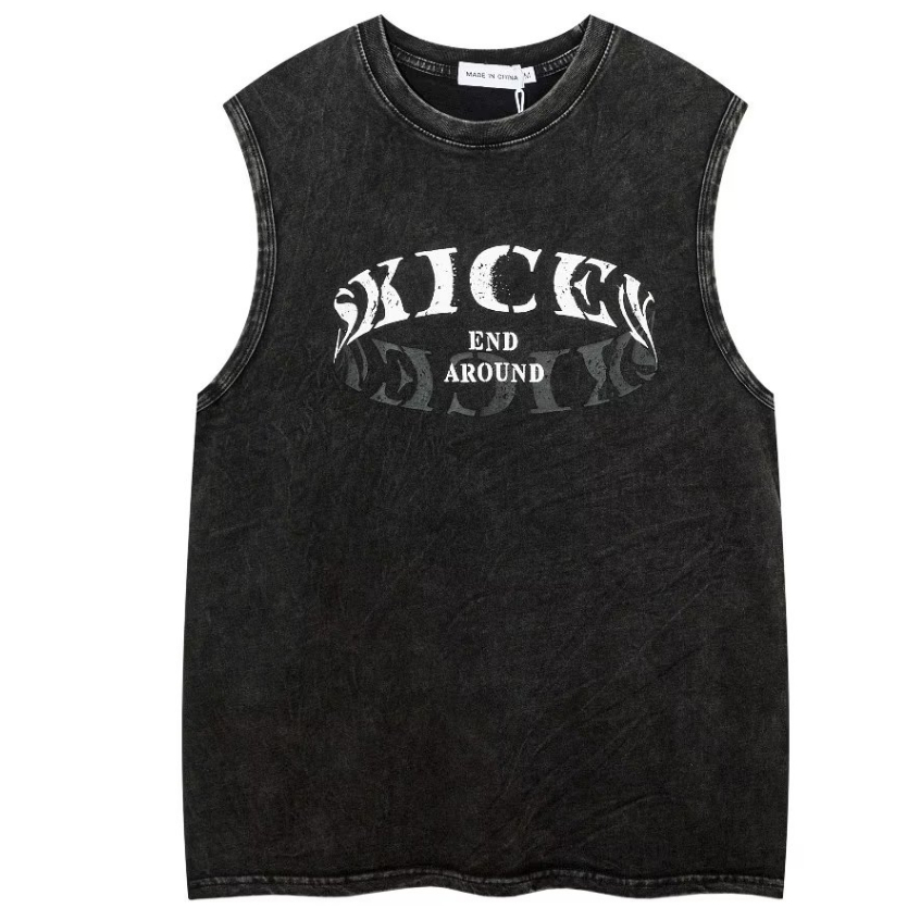 Áo Thun Thể Thao Sát Nách Cổ Tròn Plus Size Lớn Phong Cách Vintage Nhật Bản Cho Nam