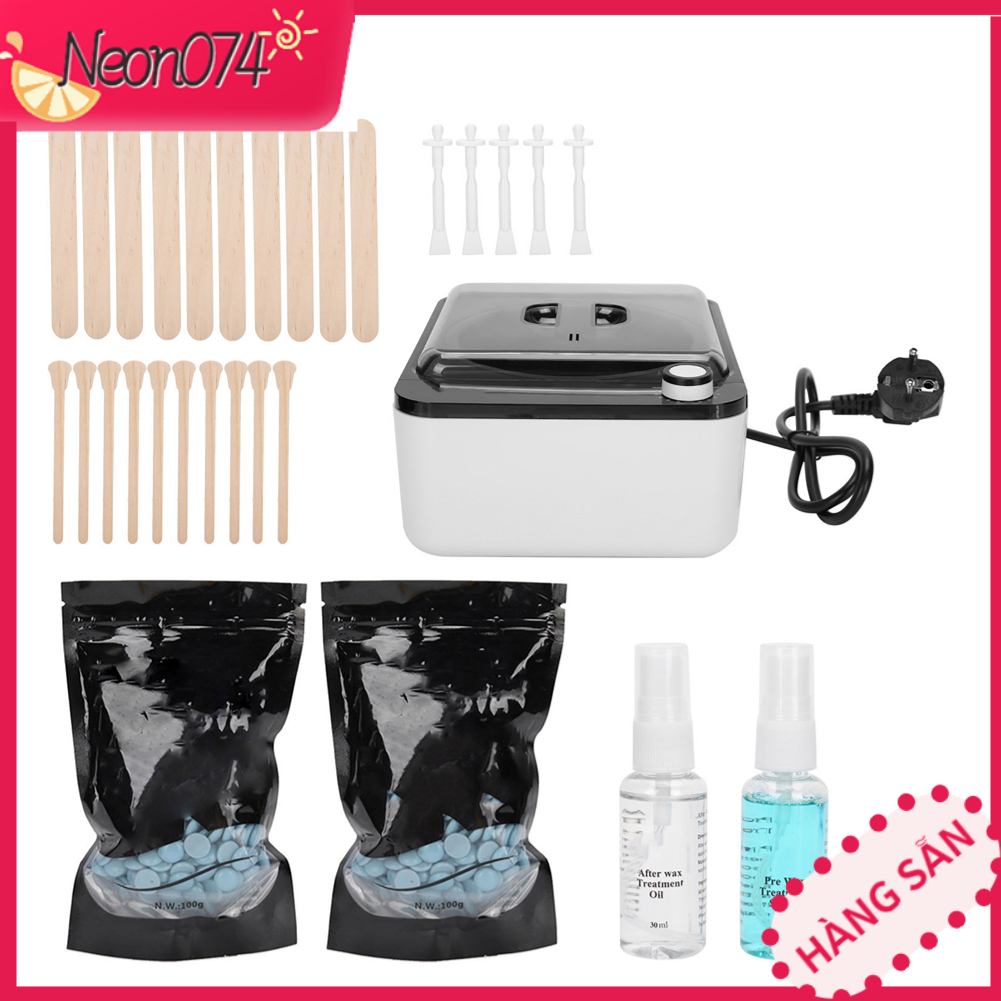 Bộ Waxing Combo Nồi Nấu Sáp - Nồi nấu sáp wax lông, máy nấu sáp - 8 Chiếc Bộ Tẩy Lông Nách Cơ Thể - Neon074