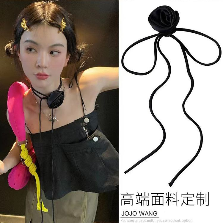 Vòng Cổ Làm Bằng Tay Ba Chiều Thông Dụng Mặc Và Chuông Hình Hoa Hồng Dành Cho Bạn Gái