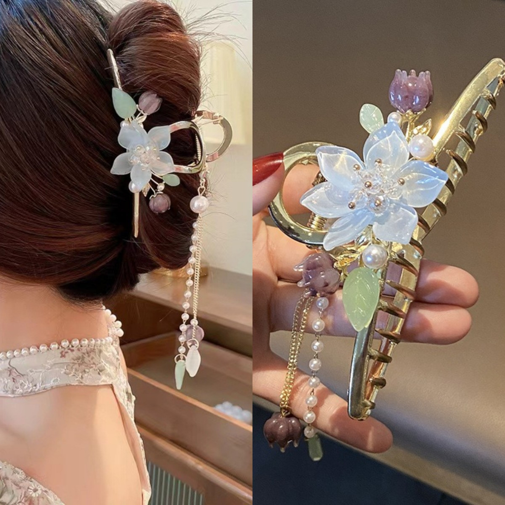 Lily- Kẹp Tóc Tua Rua Cỡ Lớn Dòng Sen Han Cho Nữ