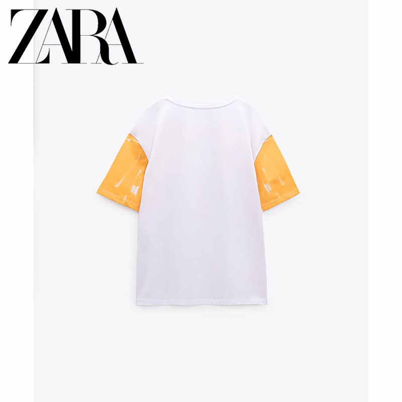 Áo Thun ZARA In Họa Tiết Phối Màu Tương Phản Cá Tính Cho Nữ