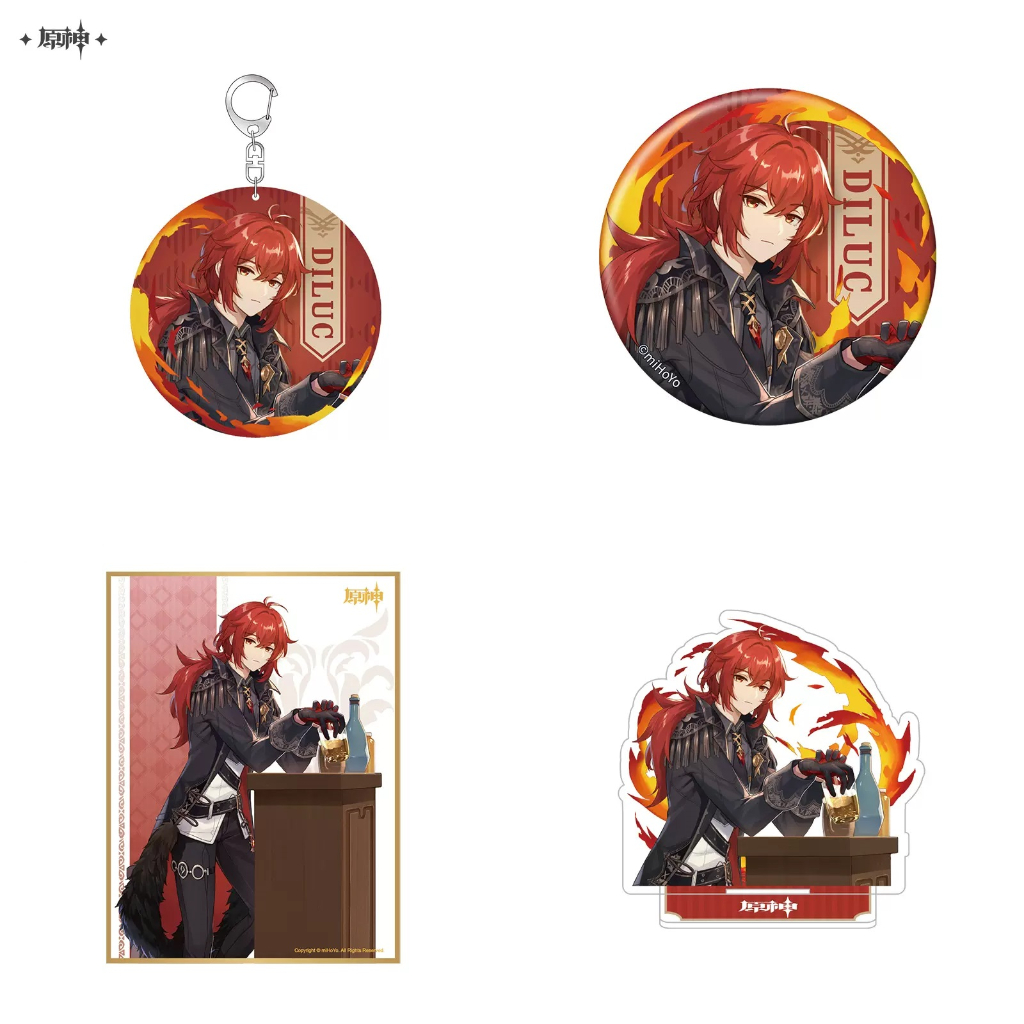 Móc Khóa Acrylic Đứng Chính Hãng Merch miHoYo Diluc Kazuha