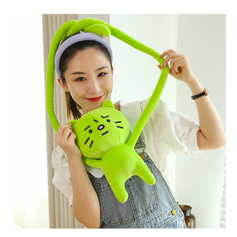 Đồ chơi sang trọng Túi đeo vai Phim hoạt hình Cánh tay dài Lo lắng Kitty ví để mua sắm Du lịch BerryHome~