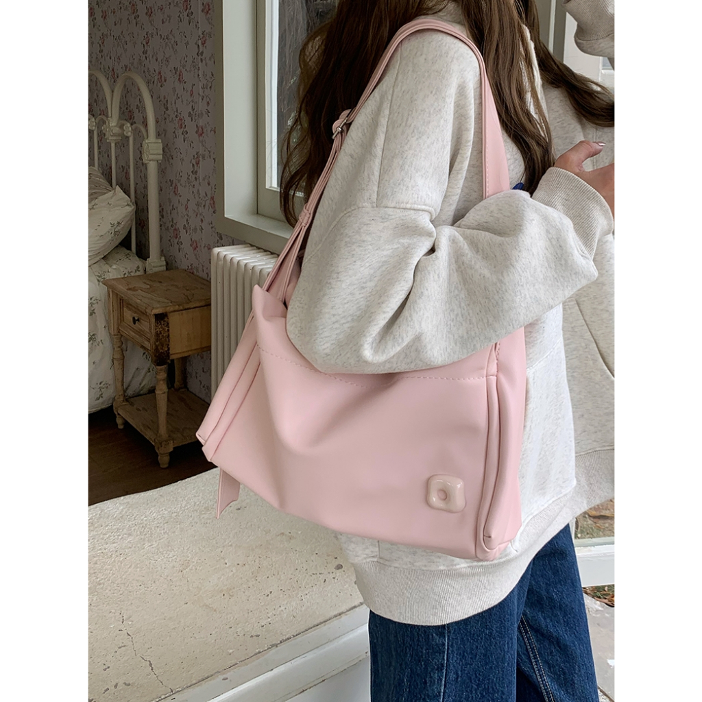 Có hàng sẵn Casual Bags Túi Đeo Vai PU Rộng Cho Nữ Chéo Bên Trong Mềm Dung Tích Lớn Màu Hồng Bé Gái