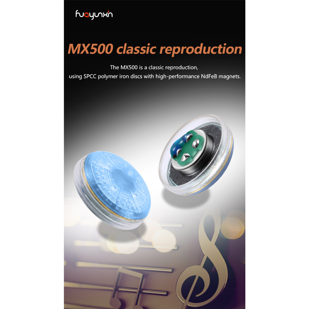 Một Cặp Tai Nghe Nhét Tai Huayunxin 15.4mm 80ohm Nano DIY Siêu Trầm LCP Diaphragm MX500