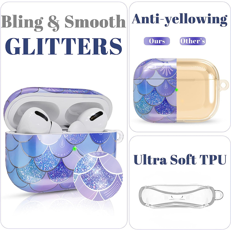 Vỏ Bảo Vệ Hộp Sạc Tai Nghe AirPods 3rd & AirPods Pro 2nd & AirPods Pro 1st Hình Nàng Tiên Cá Lấp Lánh Dễ Thương