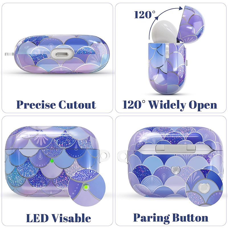 Vỏ Bảo Vệ Hộp Sạc Tai Nghe AirPods 3rd & AirPods Pro 2nd & AirPods Pro 1st Hình Nàng Tiên Cá Lấp Lánh Dễ Thương