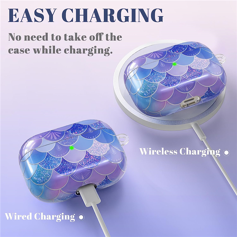 Vỏ Bảo Vệ Hộp Sạc Tai Nghe AirPods 3rd & AirPods Pro 2nd & AirPods Pro 1st Hình Nàng Tiên Cá Lấp Lánh Dễ Thương