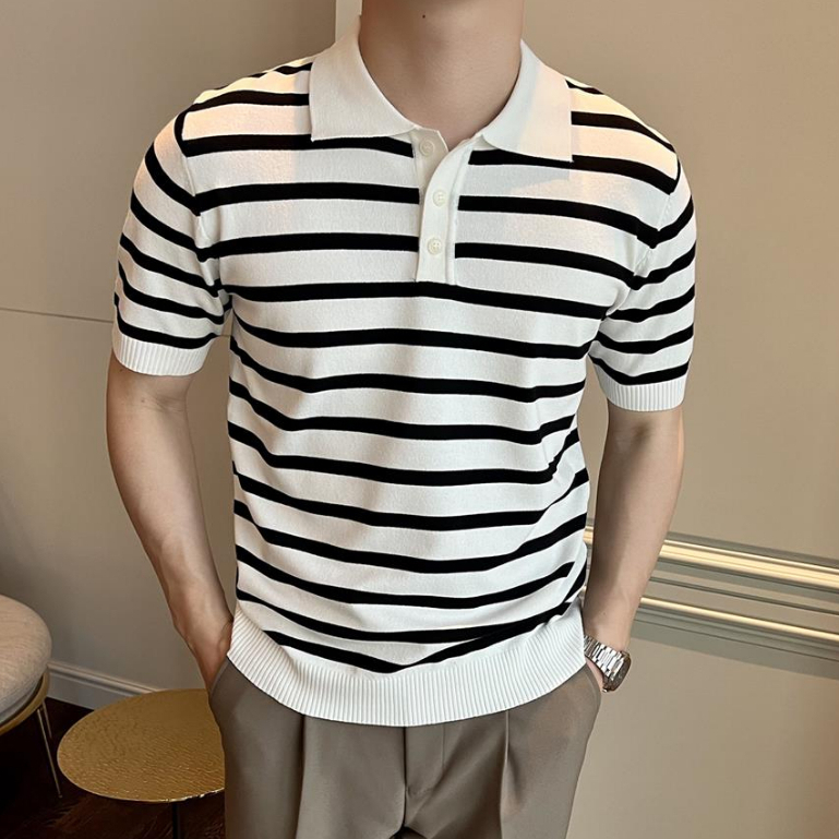Áo Thun POLO Dệt Kim Tay Ngắn Dáng Rộng Thoáng Khí Thoải Mái Thời Trang Mùa Hè Cho Nam