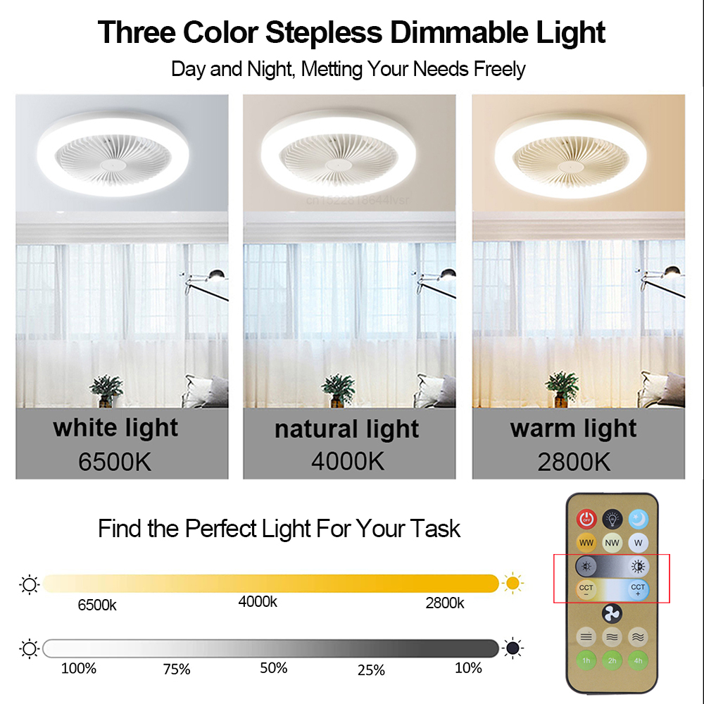 Quạt Thông Minh Không Dây E27 Tích Hợp Đèn Led 30w