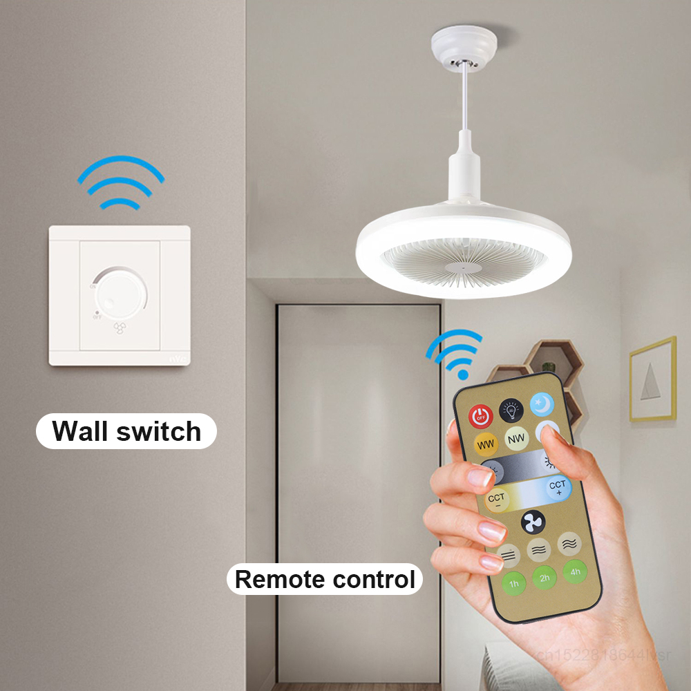 Quạt Thông Minh Không Dây E27 Tích Hợp Đèn Led 30w