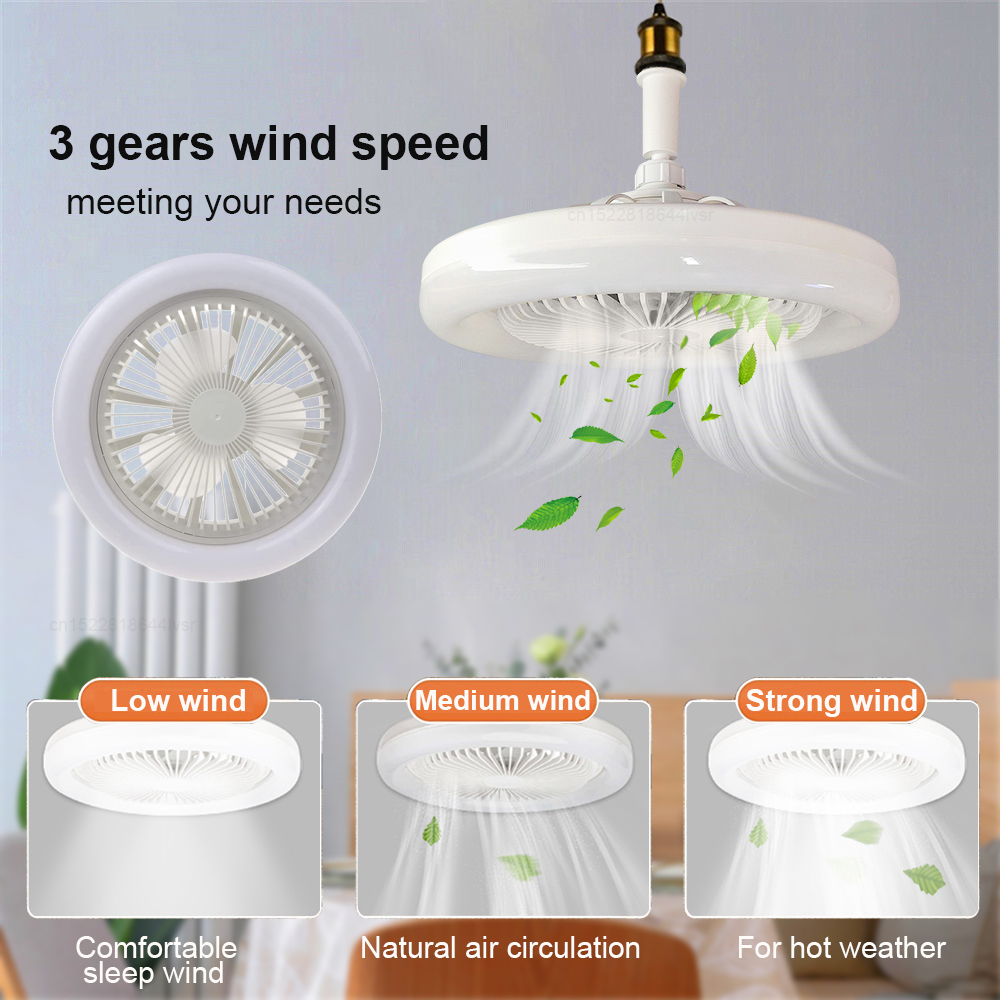 Quạt Thông Minh Không Dây E27 Tích Hợp Đèn Led 30w