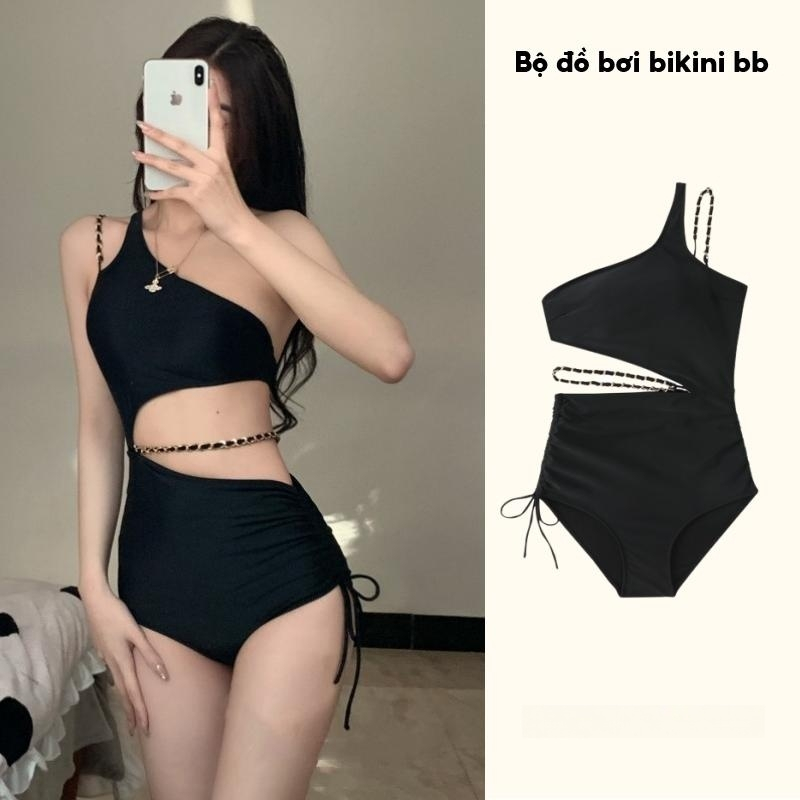 Bikini 1 mảnh Một mảnh áo tắm đen bãi biển đệm sexy thời trang XLYZB029