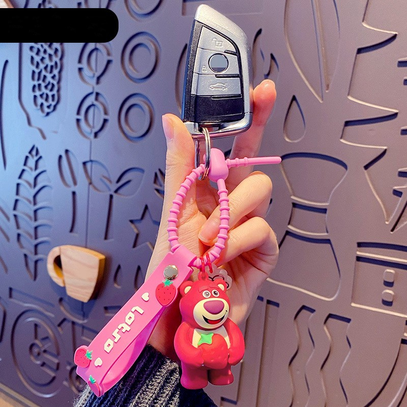 Móc Khóa Hình Gấu Dâu Tây Hoạt Hình Dễ Thương