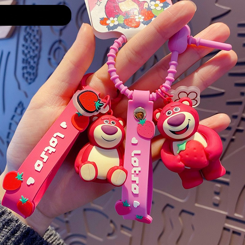 Móc Khóa Hình Gấu Dâu Tây Hoạt Hình Dễ Thương