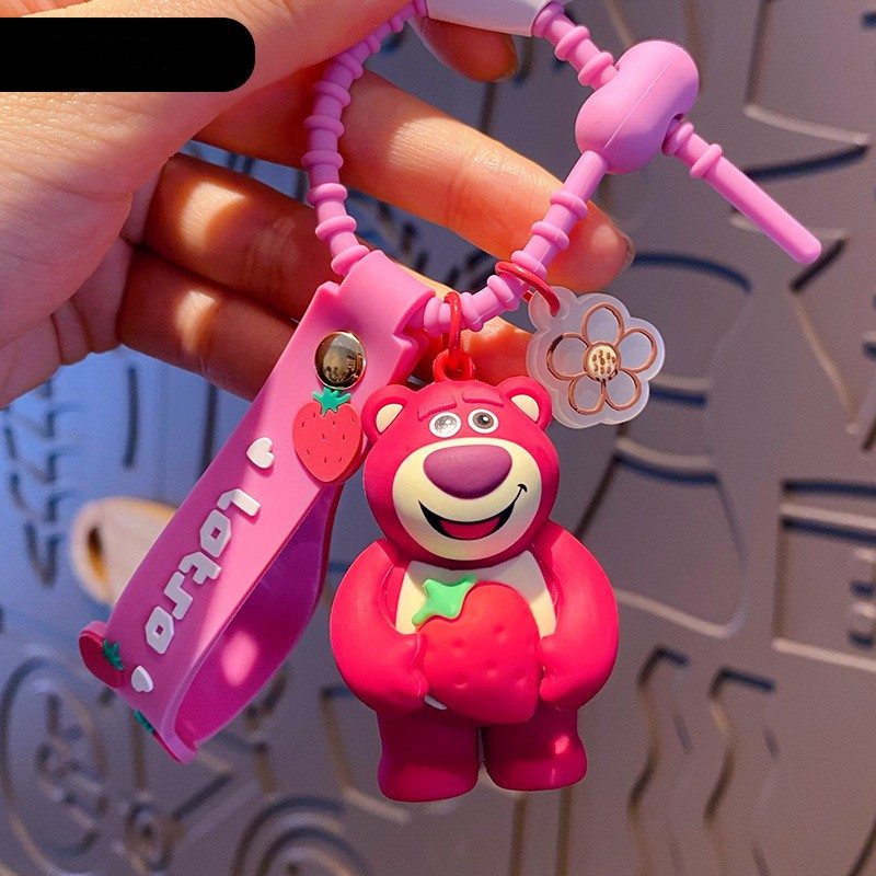 Móc Khóa Hình Gấu Dâu Tây Hoạt Hình Dễ Thương