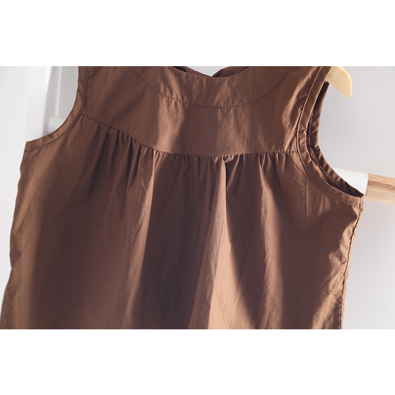 Set Áo Thun Sát Nách Chấm Bi Và Quần Short Màu Nâu Thời Trang Mùa Hè Cho Bé