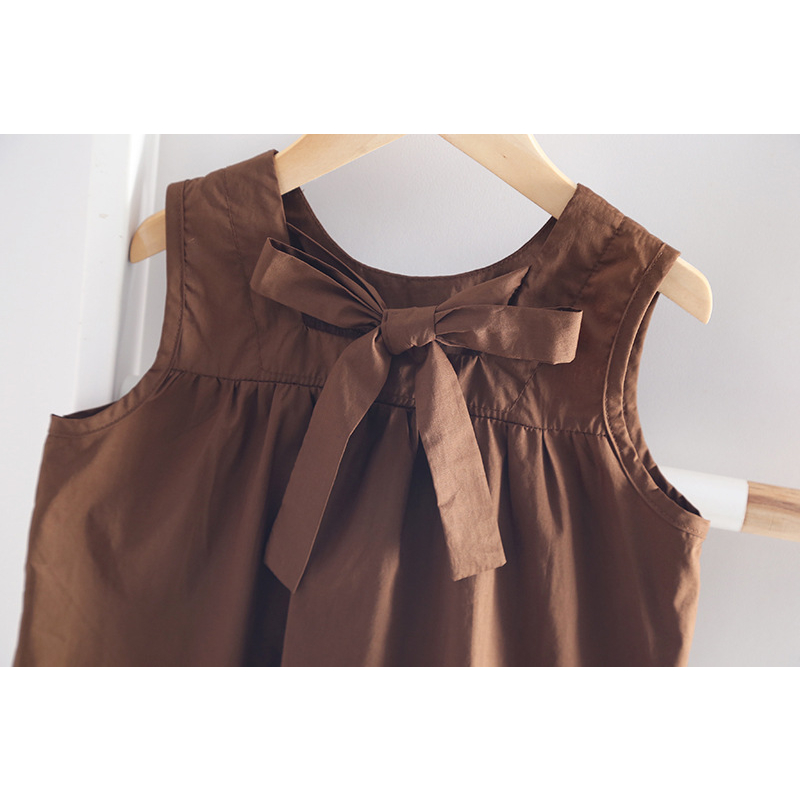 Set Áo Thun Sát Nách Chấm Bi Và Quần Short Màu Nâu Thời Trang Mùa Hè Cho Bé