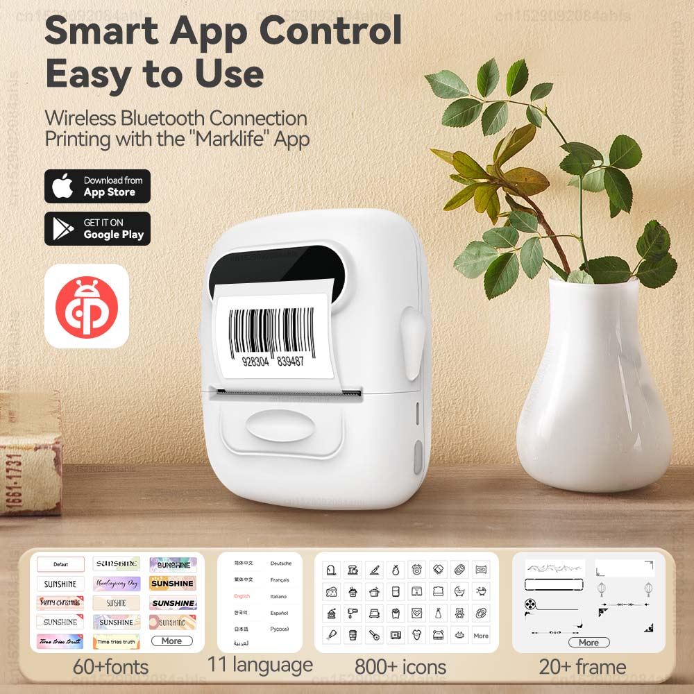Máy Dán Nhãn Hiệu Máy In Mã Vạch Marklife P50 Mini Kết Nối Bluetooth Không Dây