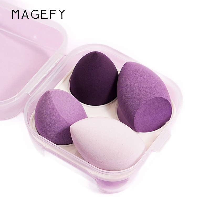 Hộp 4 bông trang điểm MAGEFY ướt & khô mềm mại tiện dụng