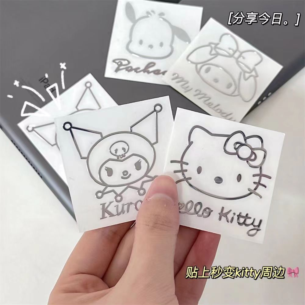 Melody Kuromi Bằng Miếng Dán Kim Loại 3d Ba Chiều Chống Nước Trang Trí Điện Thoại / Máy Tính Bảng / ipad