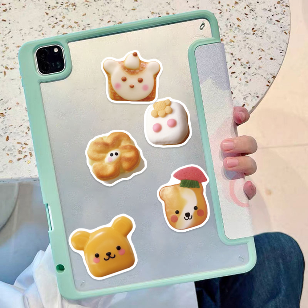 Bộ 50 Miếng Dán Trang Trí Điện Thoại / iPad Hình Bánh Mì / Bánh Quy Hoạt Hình graffiti Chống Thấm Nước
