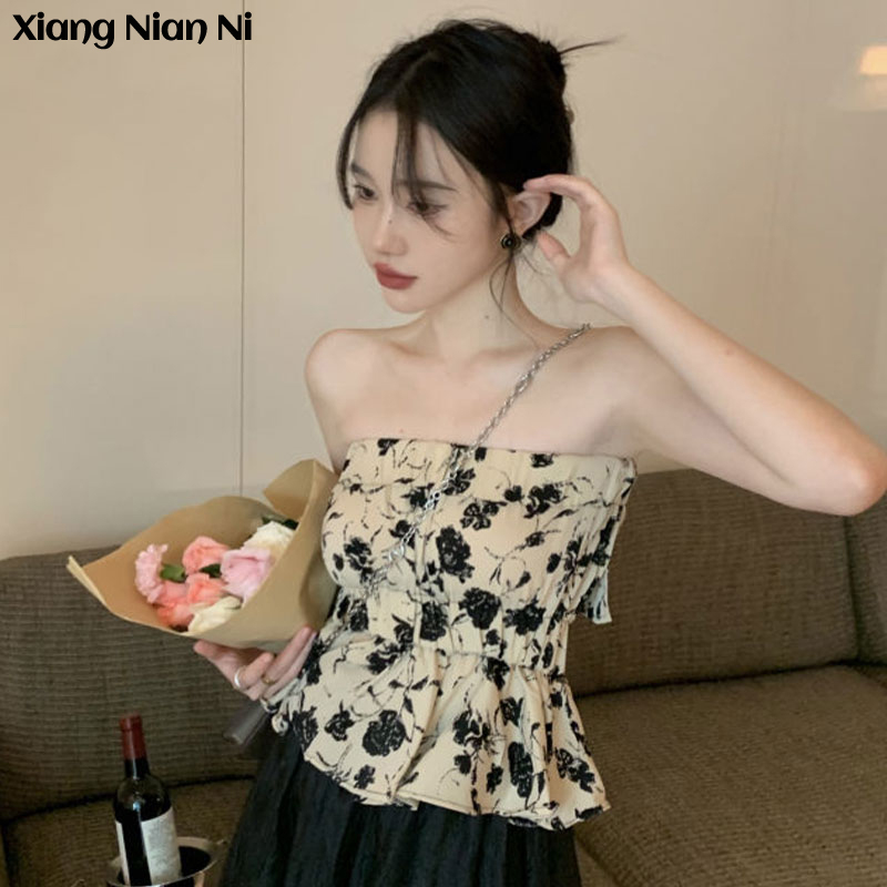 Xiang Nian Ni Đầm Ống Màu Trơn Hở Vai Phong Cách Hepburn Thời Trang Mới Mẻ Cho Nữ