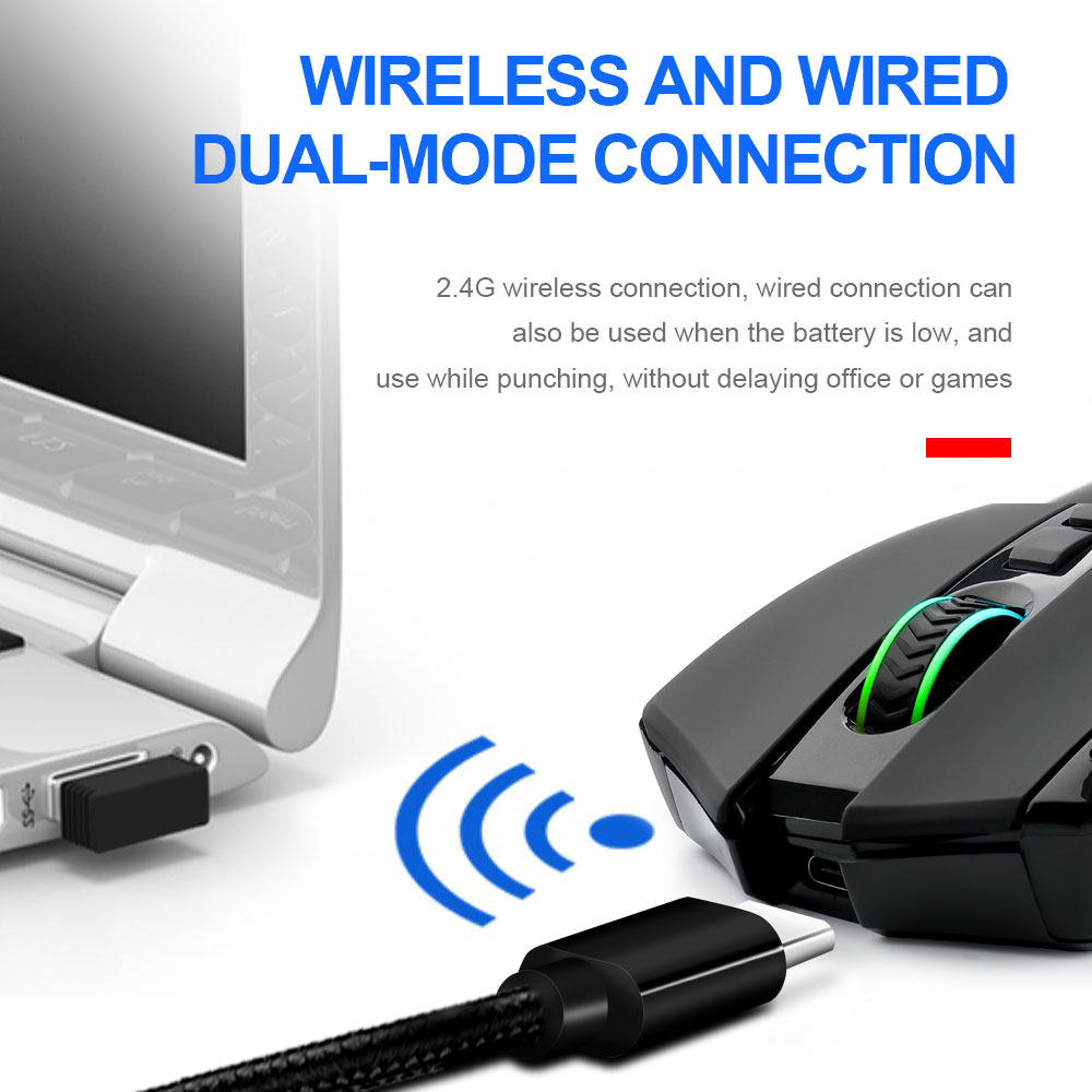 Chuột Không Dây E-YOOSO X-11 RGB USB 2.4G 4000DPI 9 Nút Dành Cho Game Thủ