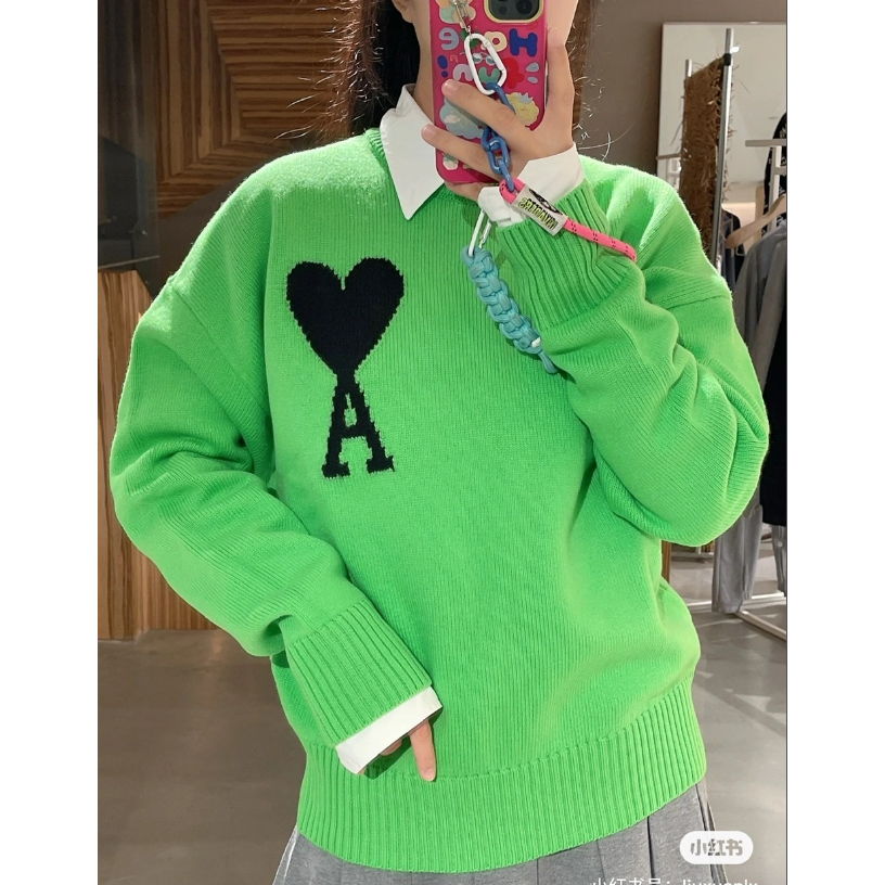 Áo Sweater Dệt Kim Tay Dài Hoạ Tiết Trái Tim Có Size Lớn Cho Nam Và Nữ