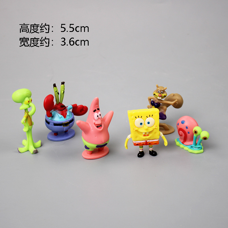 Set 6 Mô Hình Nhân Vật Phim Hoạt Hình SpongeBob 5.5cm Bằng PVC