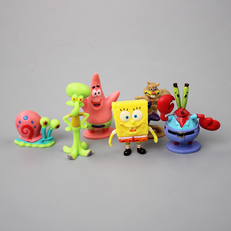 Set 6 Mô Hình Nhân Vật Phim Hoạt Hình SpongeBob 5.5cm Bằng PVC