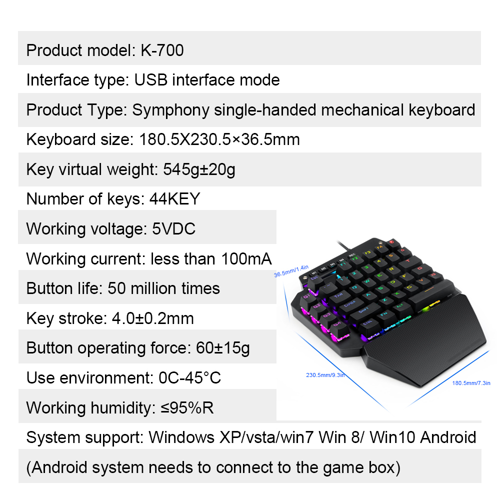 Bàn Phím Cơ Gaming E-YOOSO K700 RGB 44 Phím Chuyên Nghiệp
