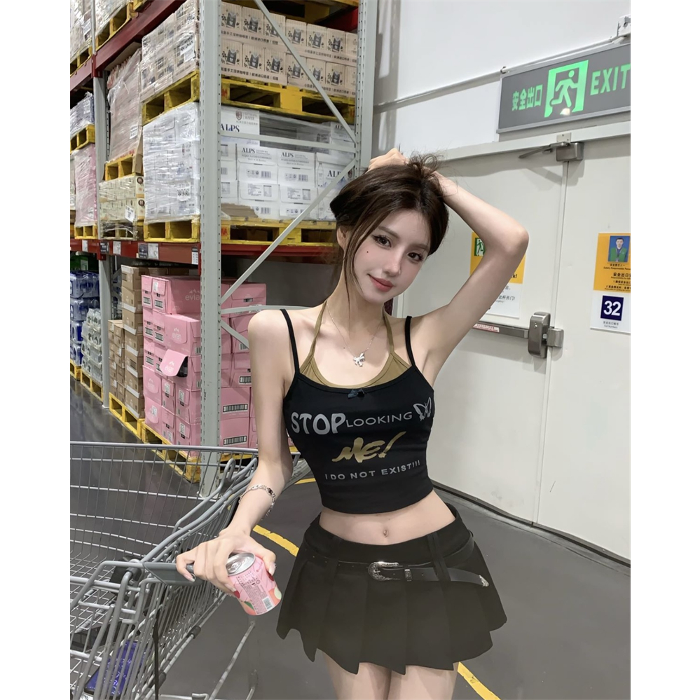 Áo Croptop Sát Nách Dáng Ôm In Chữ Quyến Rũ Thời Trang Cho Nữ