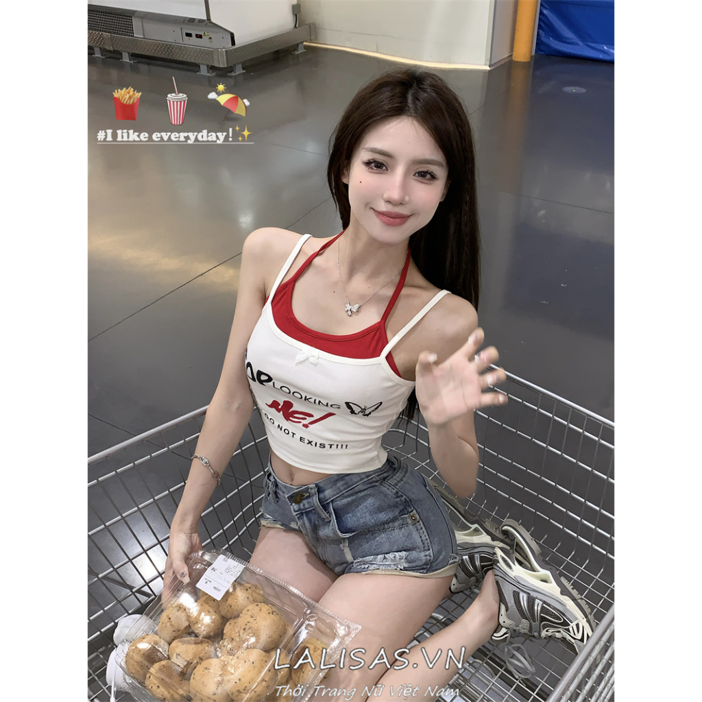 Áo Croptop Sát Nách Dáng Ôm In Chữ Quyến Rũ Thời Trang Cho Nữ