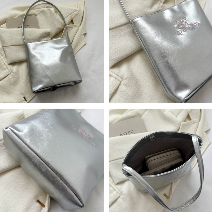 Túi Xách Màu Đen Bạc Thiết Kế Đơn Giản Thời Trang Cho Nữ