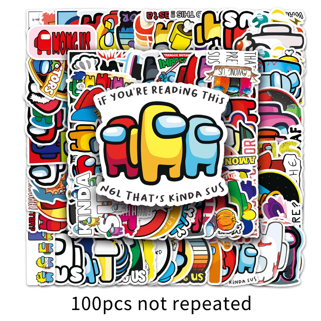 Bộ 50 Miếng Dán Chống Thấm Nước Họa Tiết Among Us Vui Nhộn Trang Trí Xe Hơi / Nhà Cửa