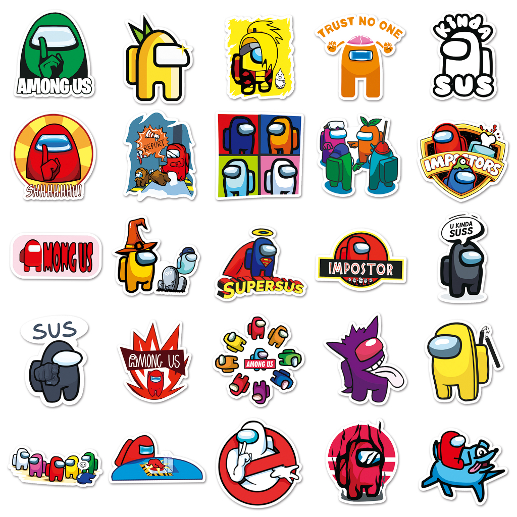 Bộ 50 Miếng Dán Chống Thấm Nước Họa Tiết Among Us Vui Nhộn Trang Trí Xe Hơi / Nhà Cửa
