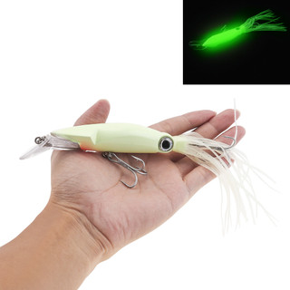 Mồi câu cá giả hình con mực phát quang kích thước 14cm 40g