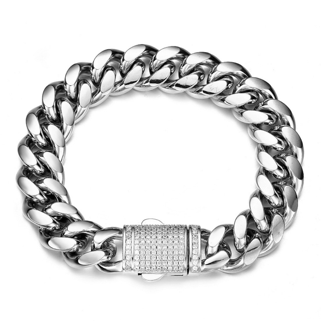Vòng Đeo Tay Bằng Thép Không Gỉ Dạng Chuỗi Màu Sắc Bạc 7-11inch Dành Cho Nam Nữ