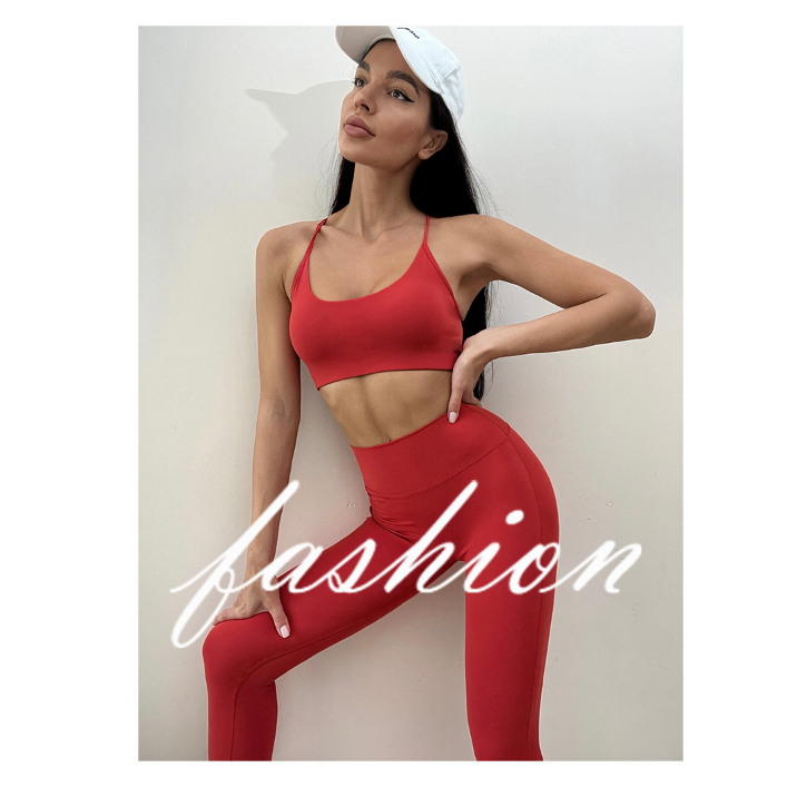 Áo tập gym nữ  gym bra  áo bra tập gym  Đồ tập thể thao gym Dây Chéo Lưng & Quần Bó Sát Tập Yoga