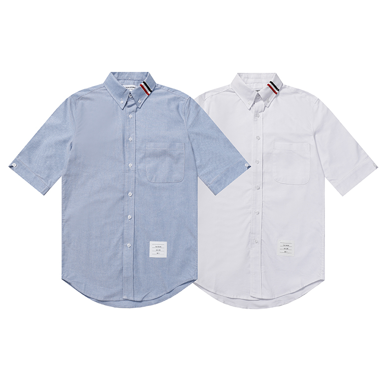 Áo Sơ Mi Tay Ngắn Vải Oxford Cotton Có Túi Thời Trang Đường Phố Cho Nam Và Nữ